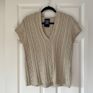 Ralph Lauren Hooded Cable Knit V-Neck Sweater L